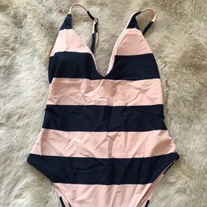 NWT Aerie striped plunge one piece swimsuit